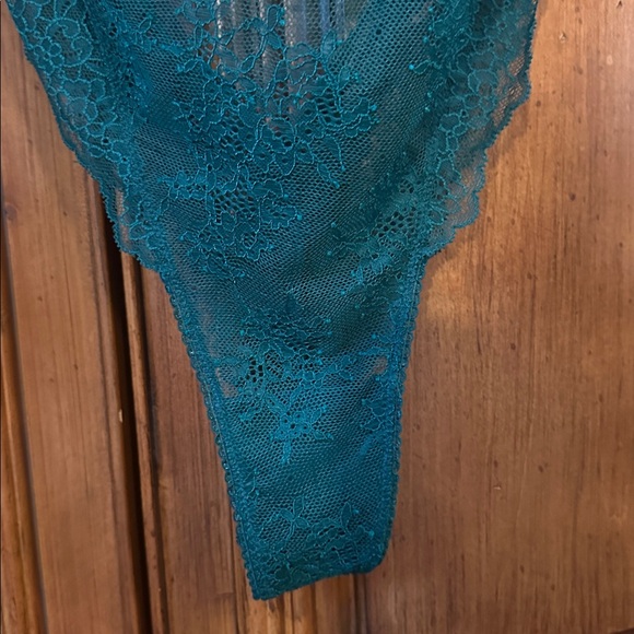 NEW Victoria's Secret Lace Up Unlined Wicked Green Teddy  Bodysuit Lingerie M - Picture 9 of 16